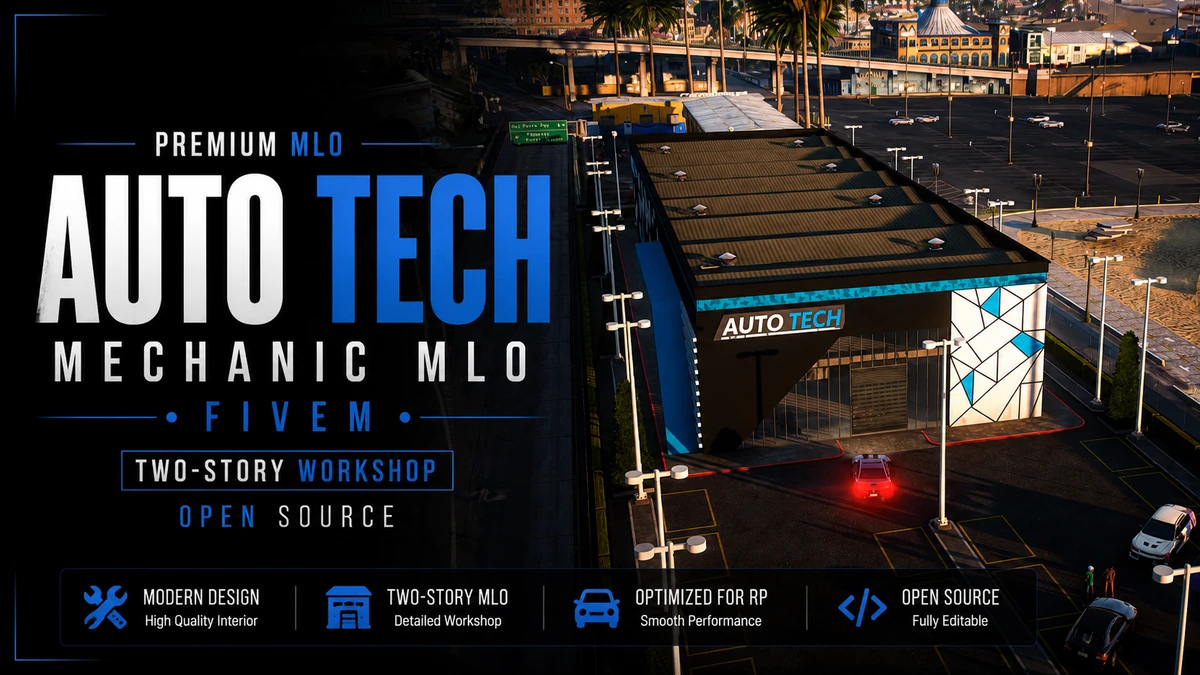 Auto Tech Mechanic MLO FiveM | Two-Story Workshop | Open Source